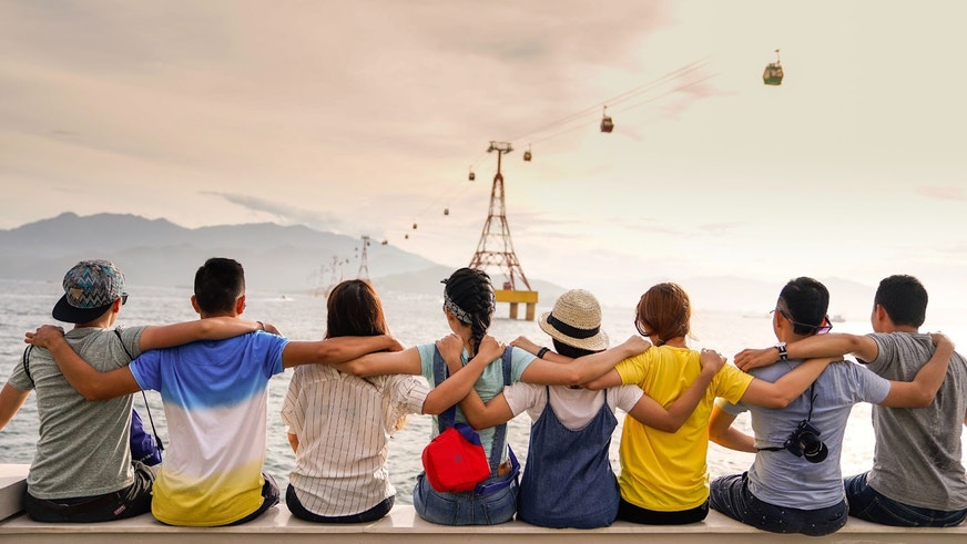 A group of friends enjoying the view together
