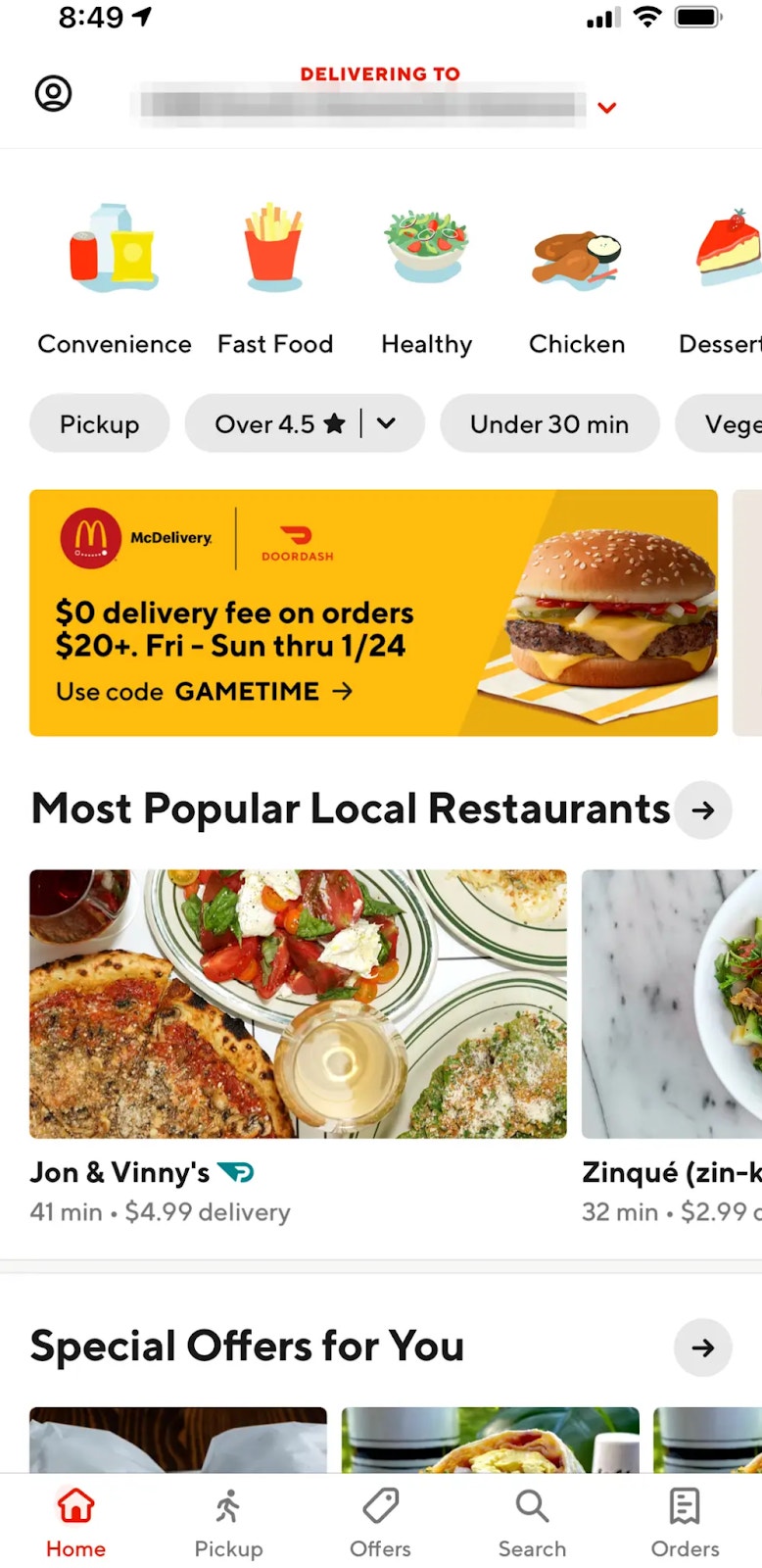  Doordash Customer App Homepage