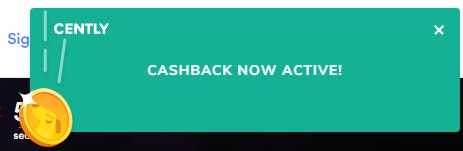 Cently cashback offer activated