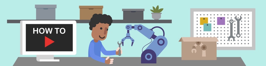 person building a robot
