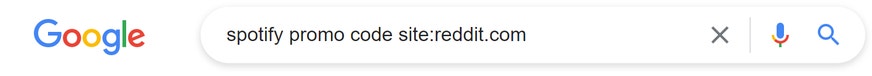 Using Google to find Reddit promo codes
