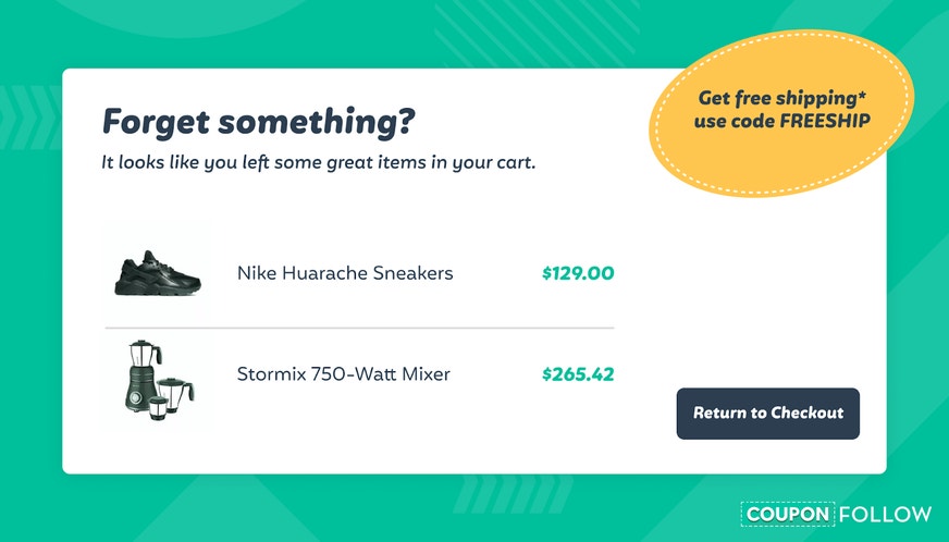 Illustration showing how single-use coupon codes can be used to incentive customers to complete checkout