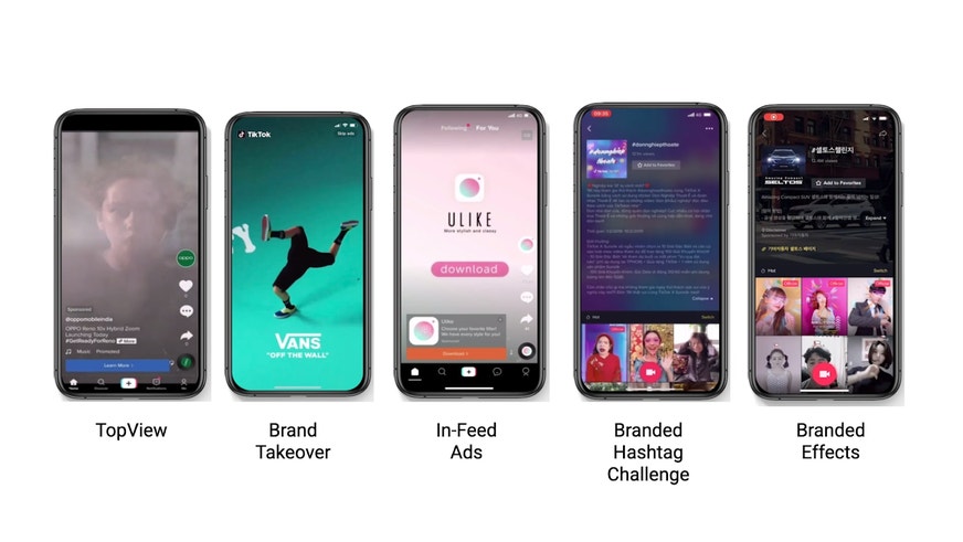 screenshots of different tiktok ad formats