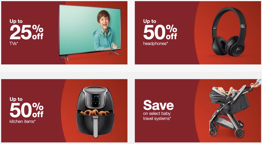 Image of Target's homepage with Black Friday deals across various product categories