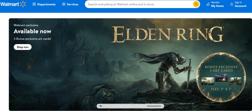 illustration showing Walmart’s video games page