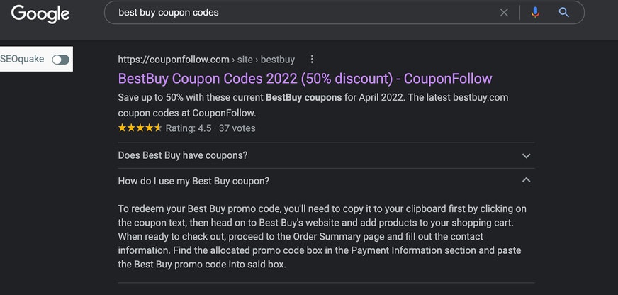 A google search for best buy coupons